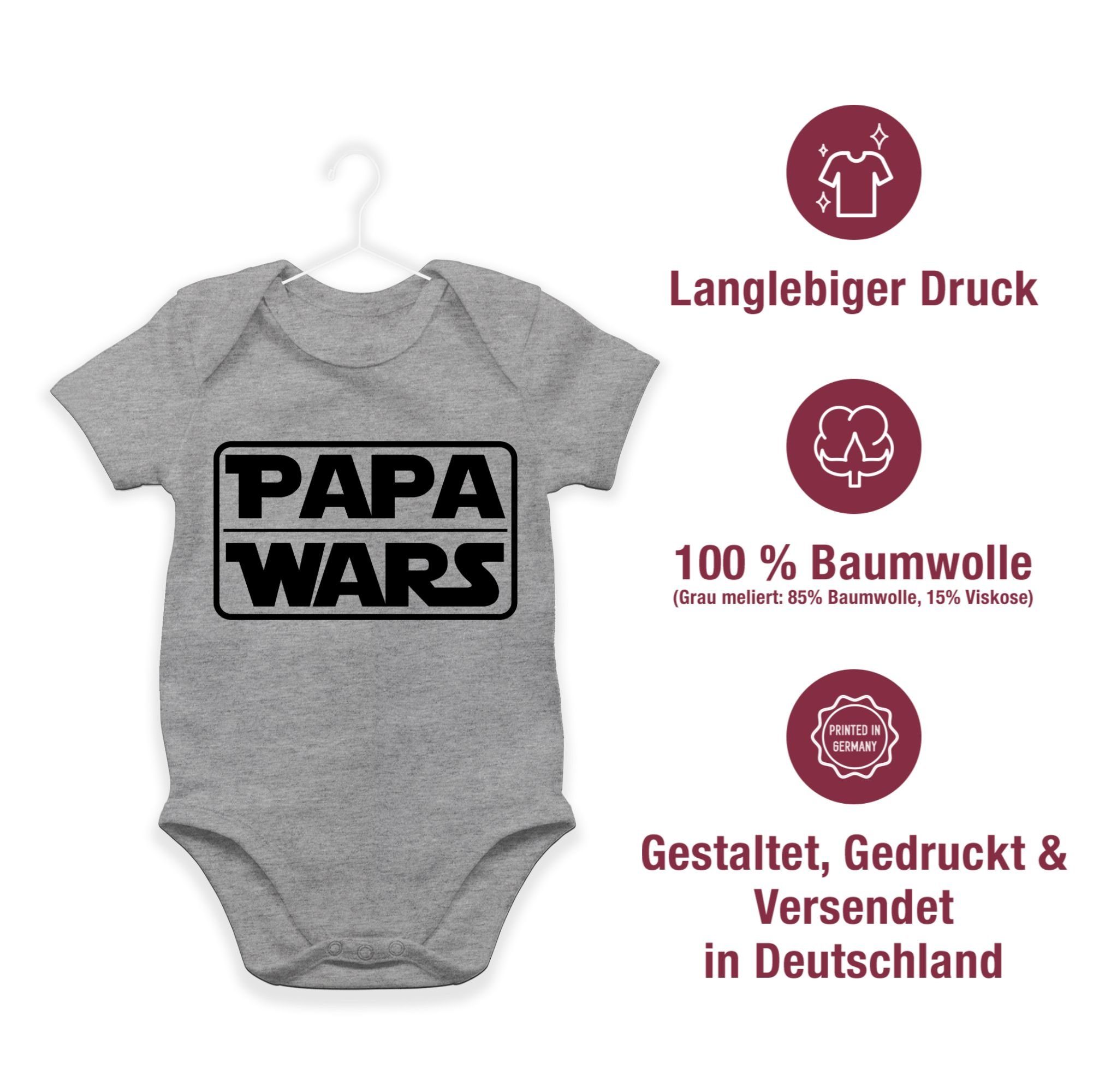 Shirtracer Shirtbody Papa Wars Sprüche 1 Grau Baby meliert