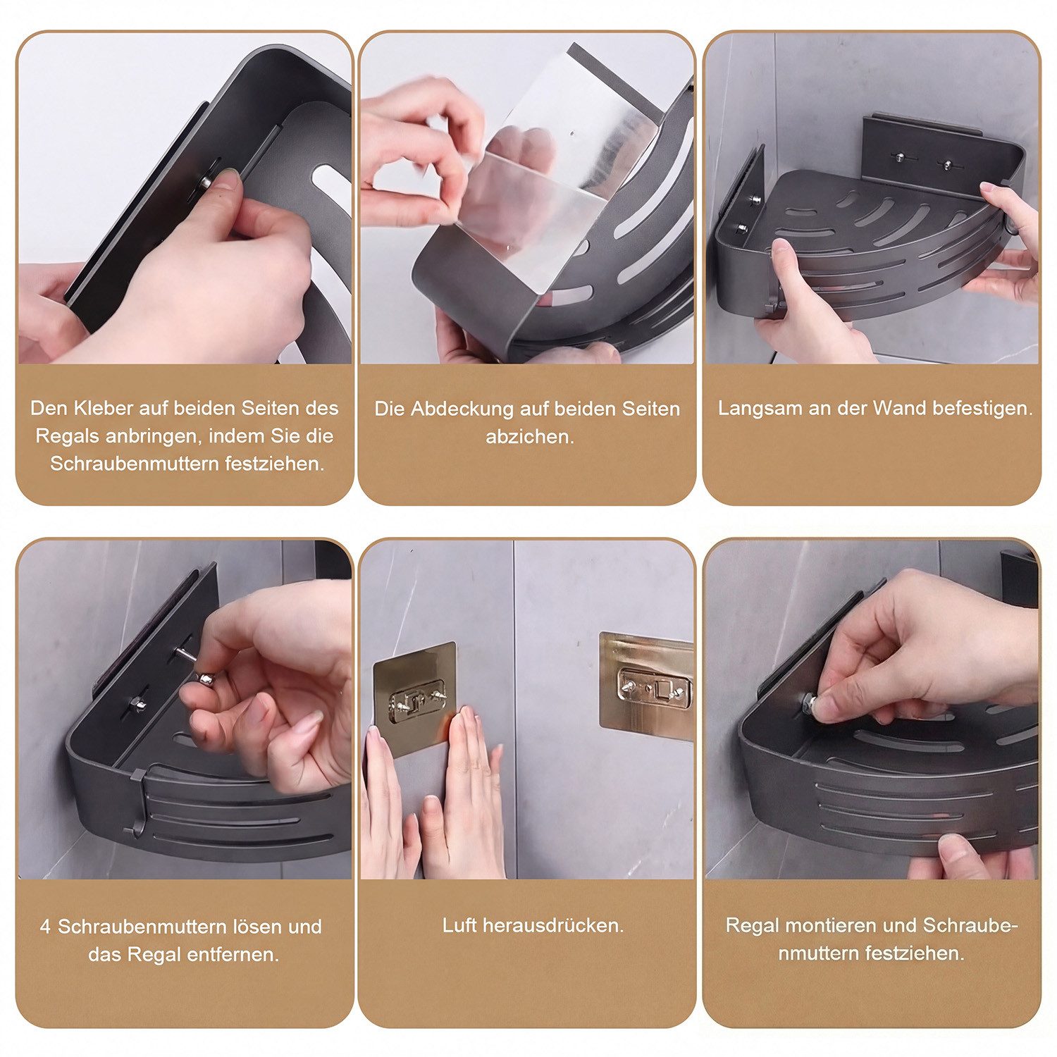 ANYSUN Duschregal Duschablage ohne Bohren Badezimmer Organizer,Badregal Duschregal, 1-tlg., Duschkörbe für Bad Küche Toilette – Bild 5 von 5