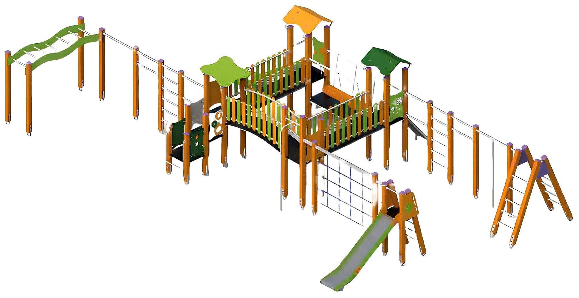 Xlmoebel Spielturm Abenteuerspielplatz mit Klettergeräten und Rutschen für Kinder, Hergestellt in Europa