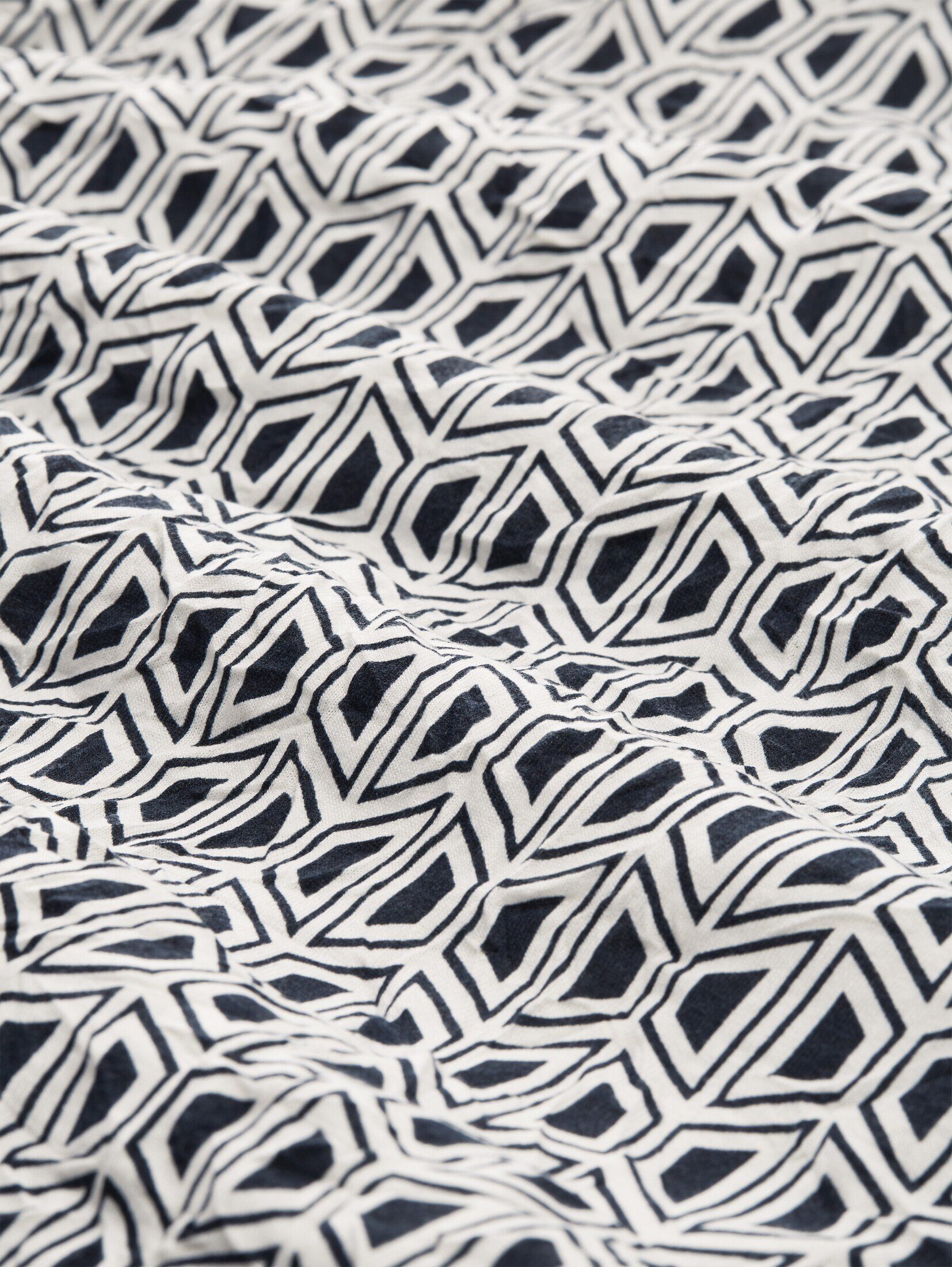 T-Shirt navy print mit TAILOR geometrics recyceltem TOM Langarmshirt Polyester
