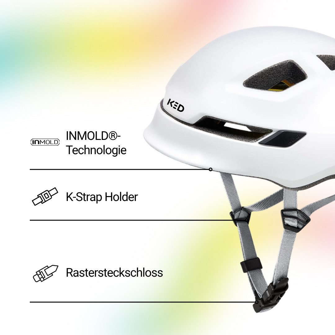 KED Kinderfahrradhelm POP Kinderhelm, Leicht Mit 8 Belüftungsöffnungen, MIPS Schutz, LED-Rücklicht