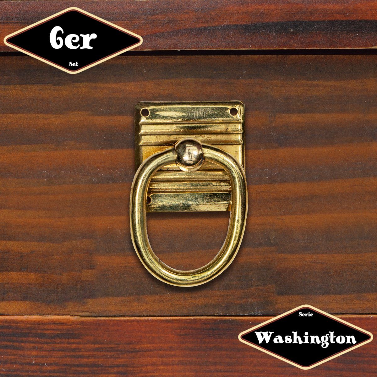 Möbelbeschlag Schubladengriff,Serie "Washington",6er Pack, Eisen in Messing gl.