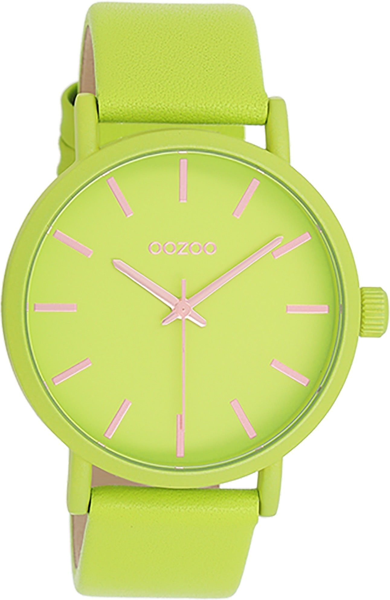 Damen Oozoo Fashion-Style Analog, Timepieces Quarzuhr OOZOO 42mm) groß Armbanduhr (ca. Lederarmband, rund, Damenuhr