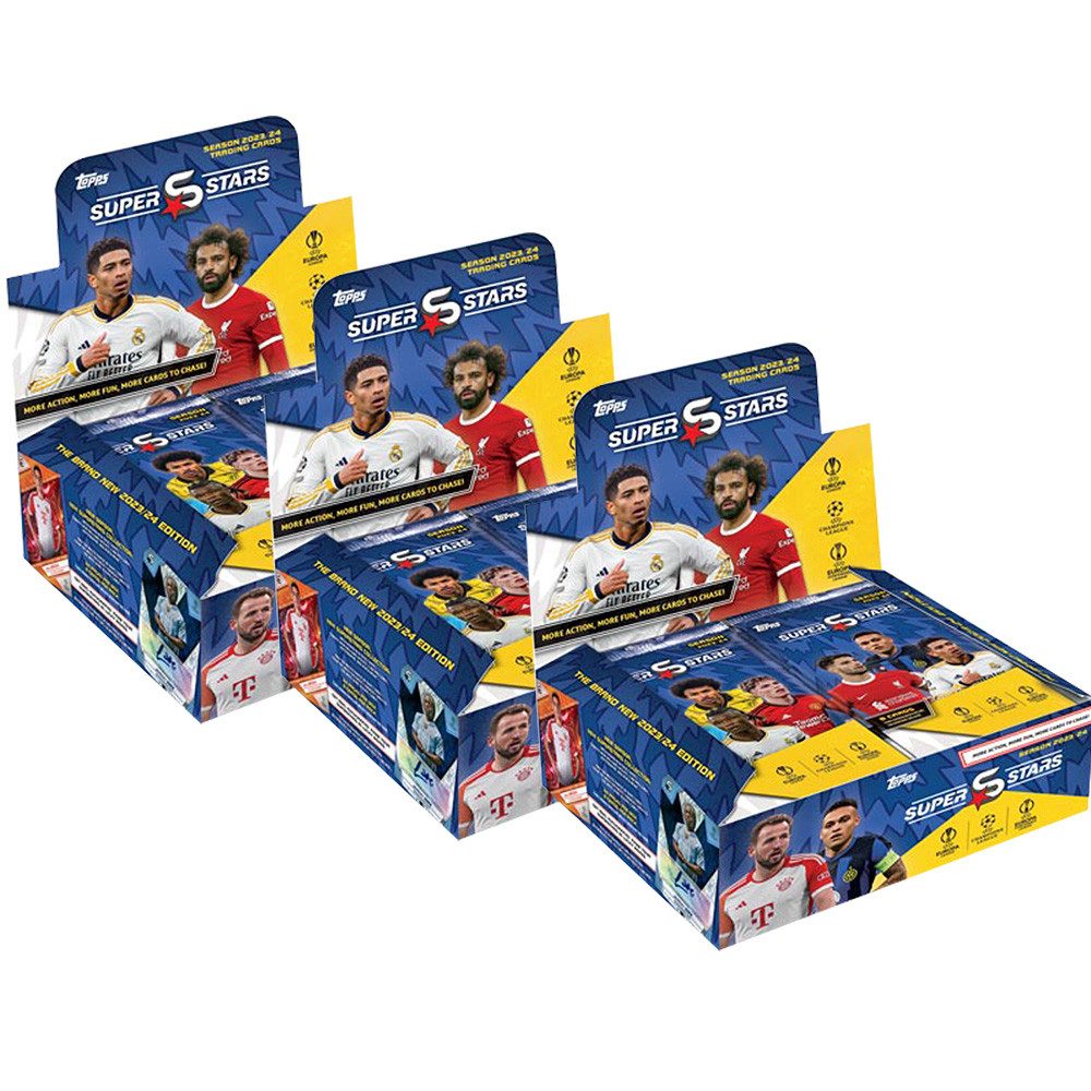 Topps Sammelkarte Topps UCL Superstars 2023/24 - 3 Display (72 Booster)