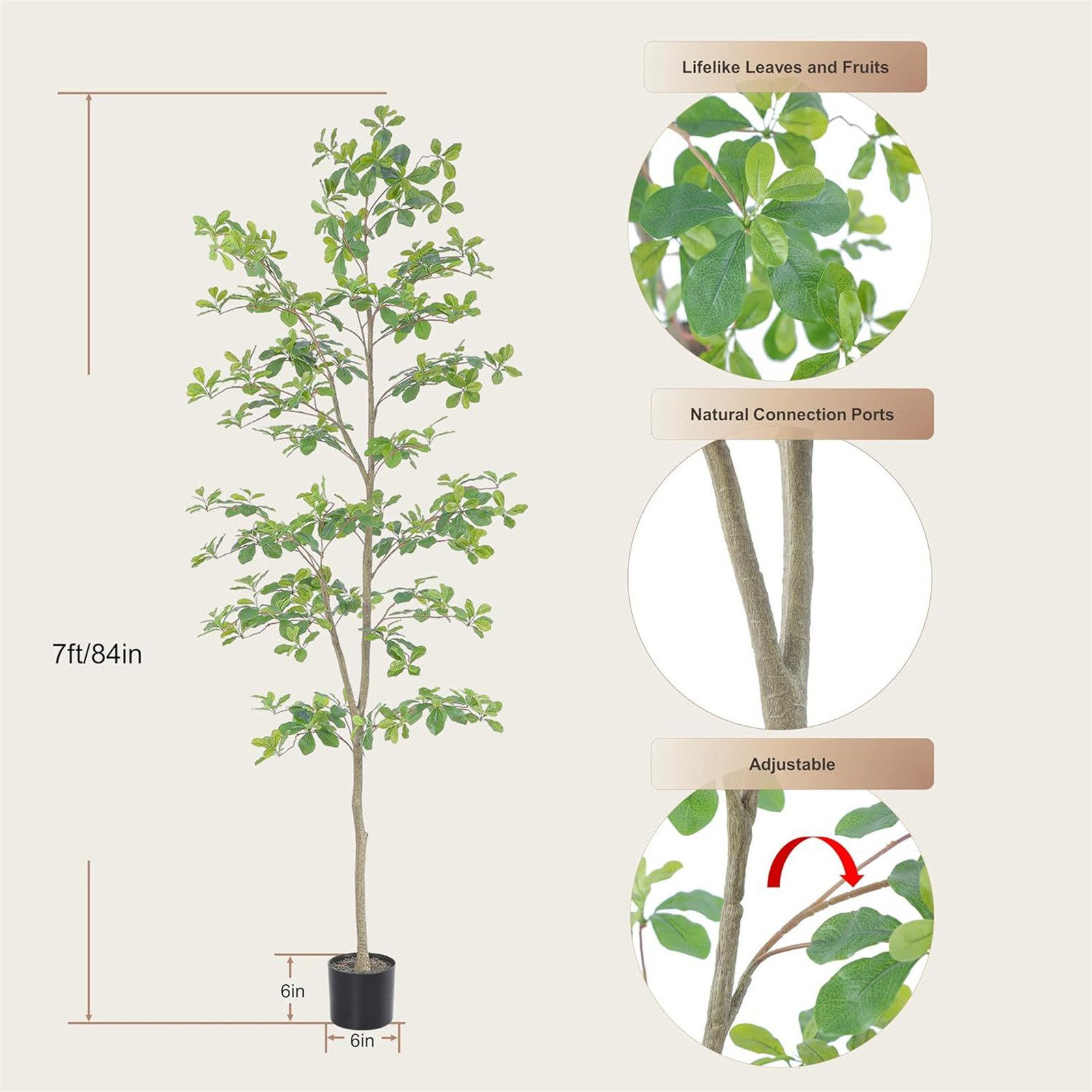 Künstliche Zimmerpflanze Künstlicher Schefflera-Baum Mit natürlichen günstig online kaufen