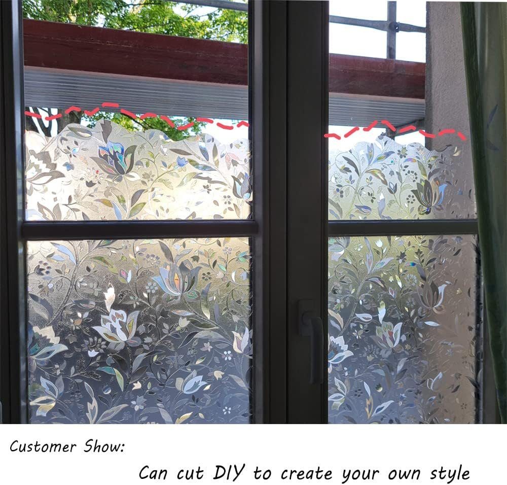 Badezimmer Fenster Texturiert, 3D Selbstklebend, Küche Sichtschutz (Tulip) Haiaveng, Fensterfolie Schlafzimmer Fensterfolie Folie für