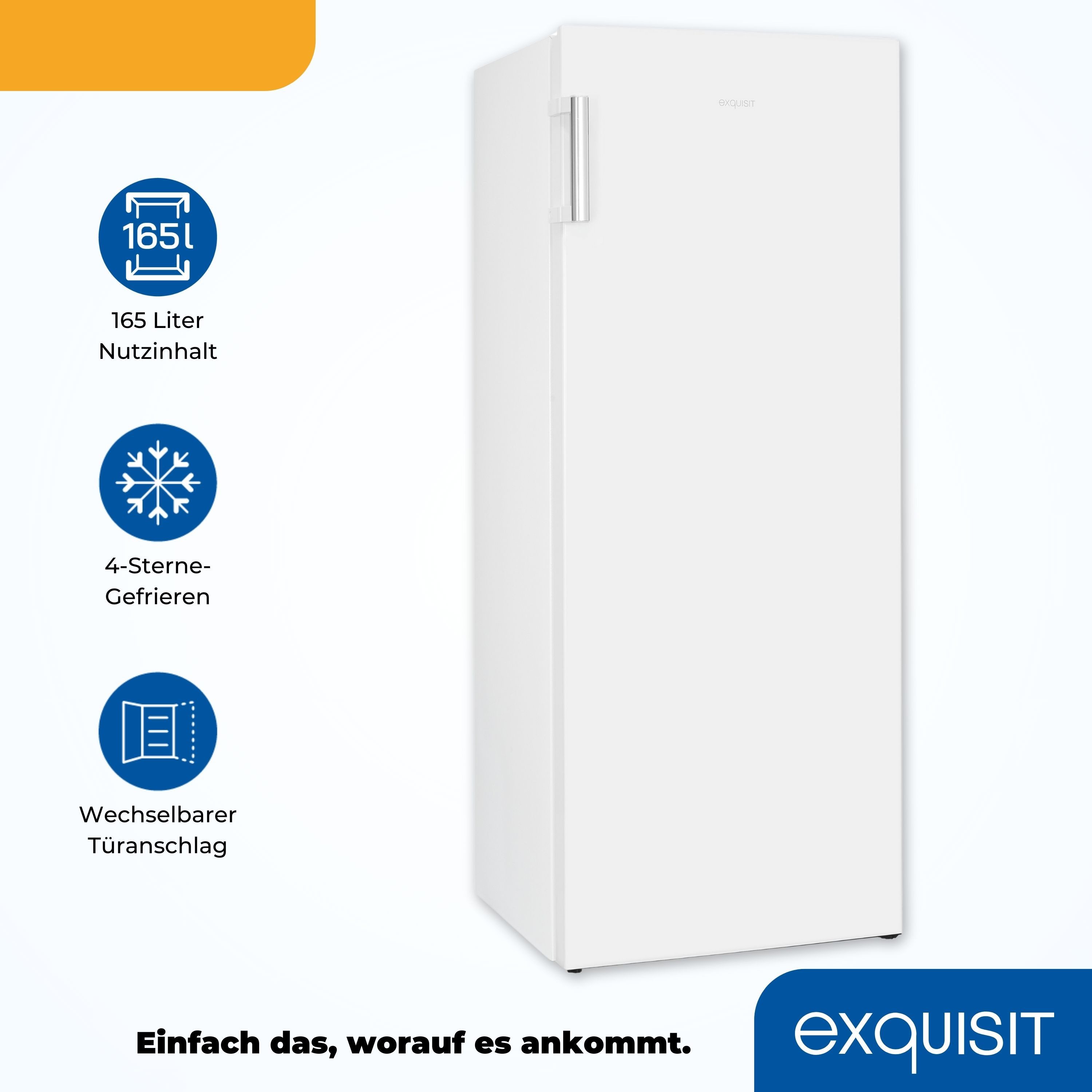 exquisit Gefrierschrank GS230-H-010E, 143,4 cm hoch, 55 cm breit, 4*-Gefrierschrank mit praktischem Griff – leicht & bequem zu öffnen – Bild 4 von 5
