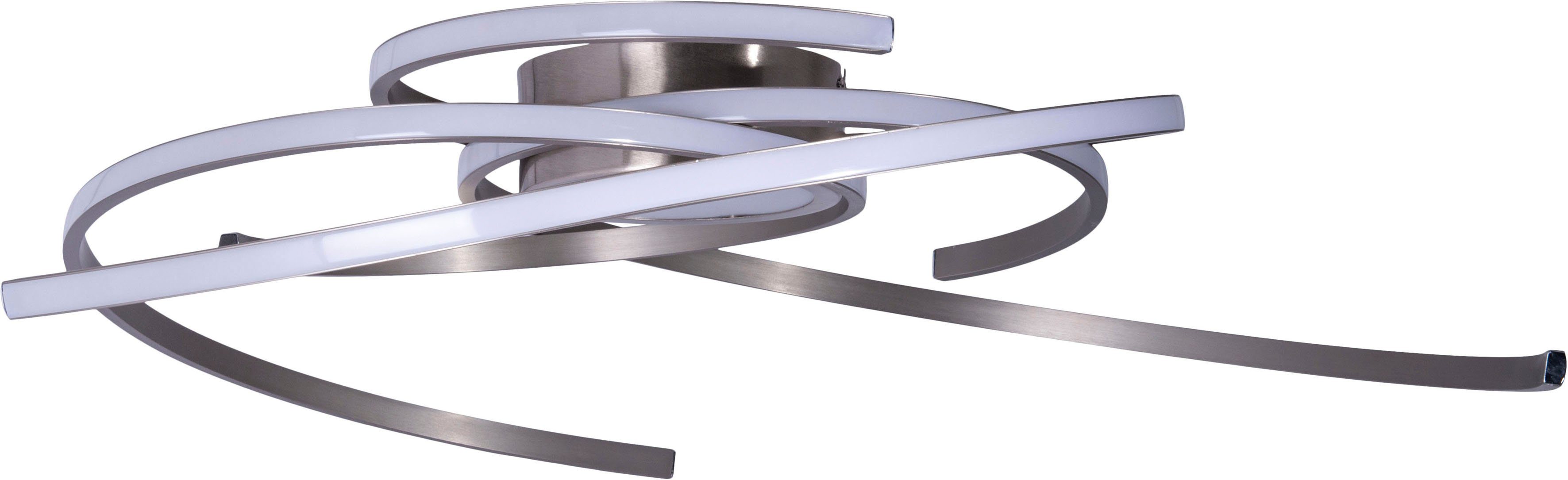 näve LED Deckenleuchte Radon, Dimmfunktion, LED fest integriert, Warmweiß, Deckenlampe, warmweiß, 35W, 3-Stufen-dimmbar, D: 75cm, satin-nickel