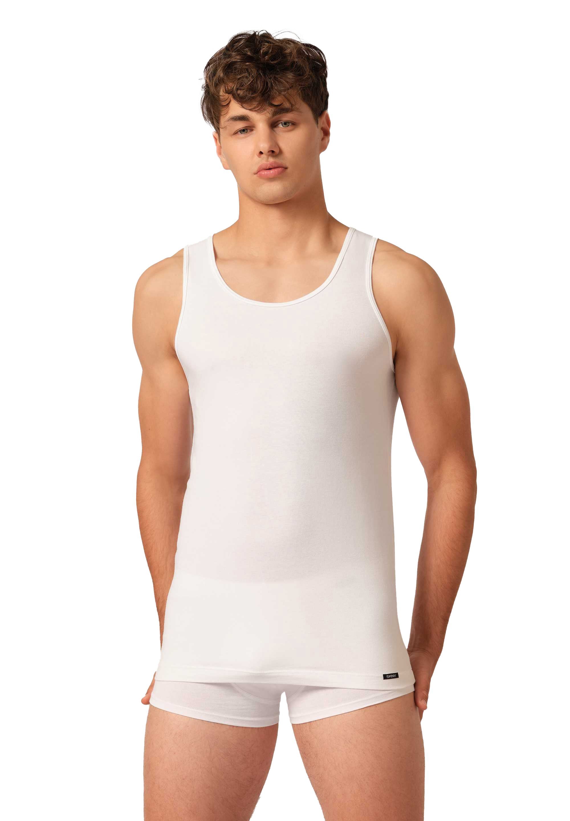 Cotton Herren - Advantage Tank Skiny Pack Top, Weiß 2er Unterhemd