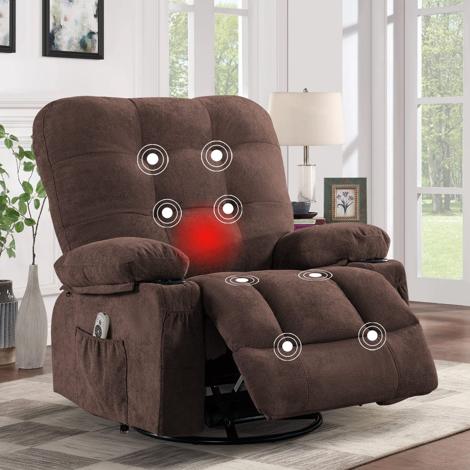 bosmiller Relaxsessel Elektrisch Massagesessel mit Liegefunktion (1-St), Oversize Fernsehsessel mit Wärmefunktion, braun