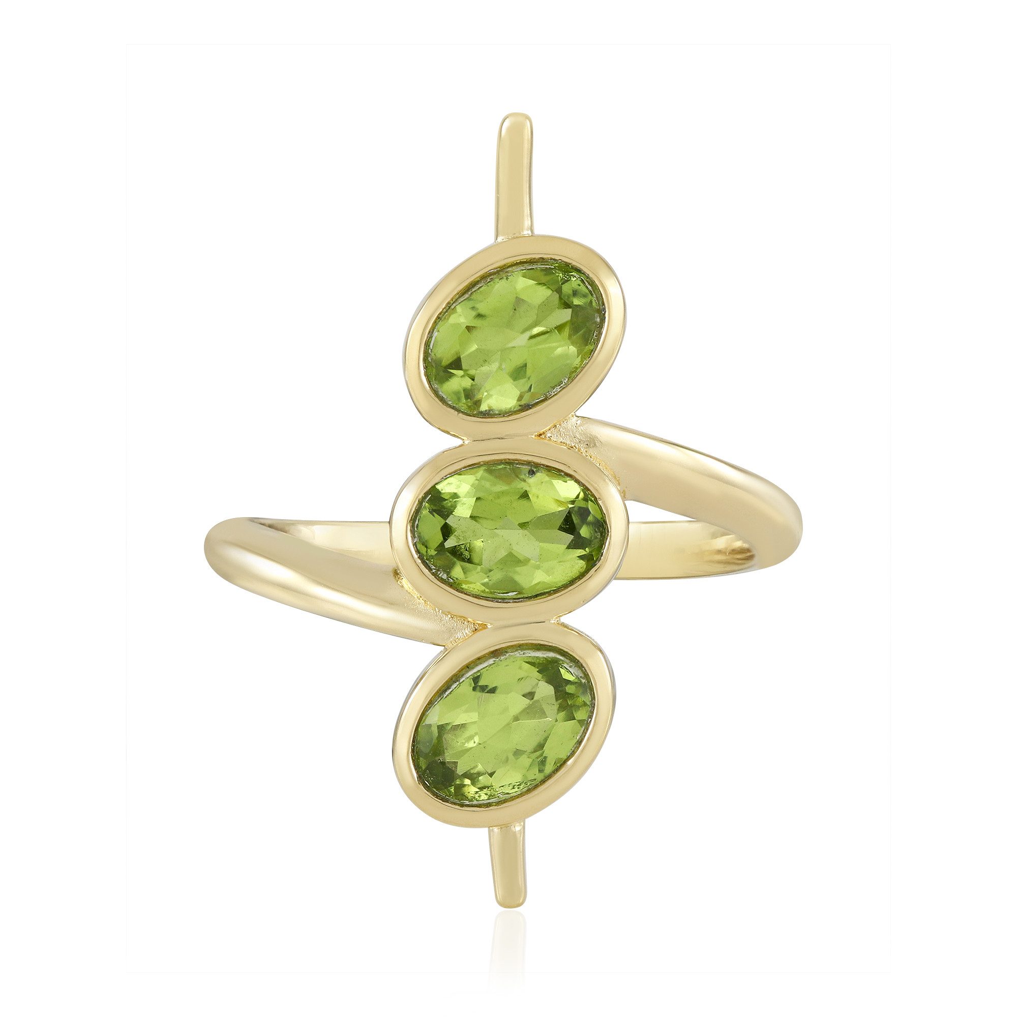 Cavill Silberring Cavill Ring 2,13 ct Peridot goldplattiert Sterlingsilber grün oval (1-tlg)
