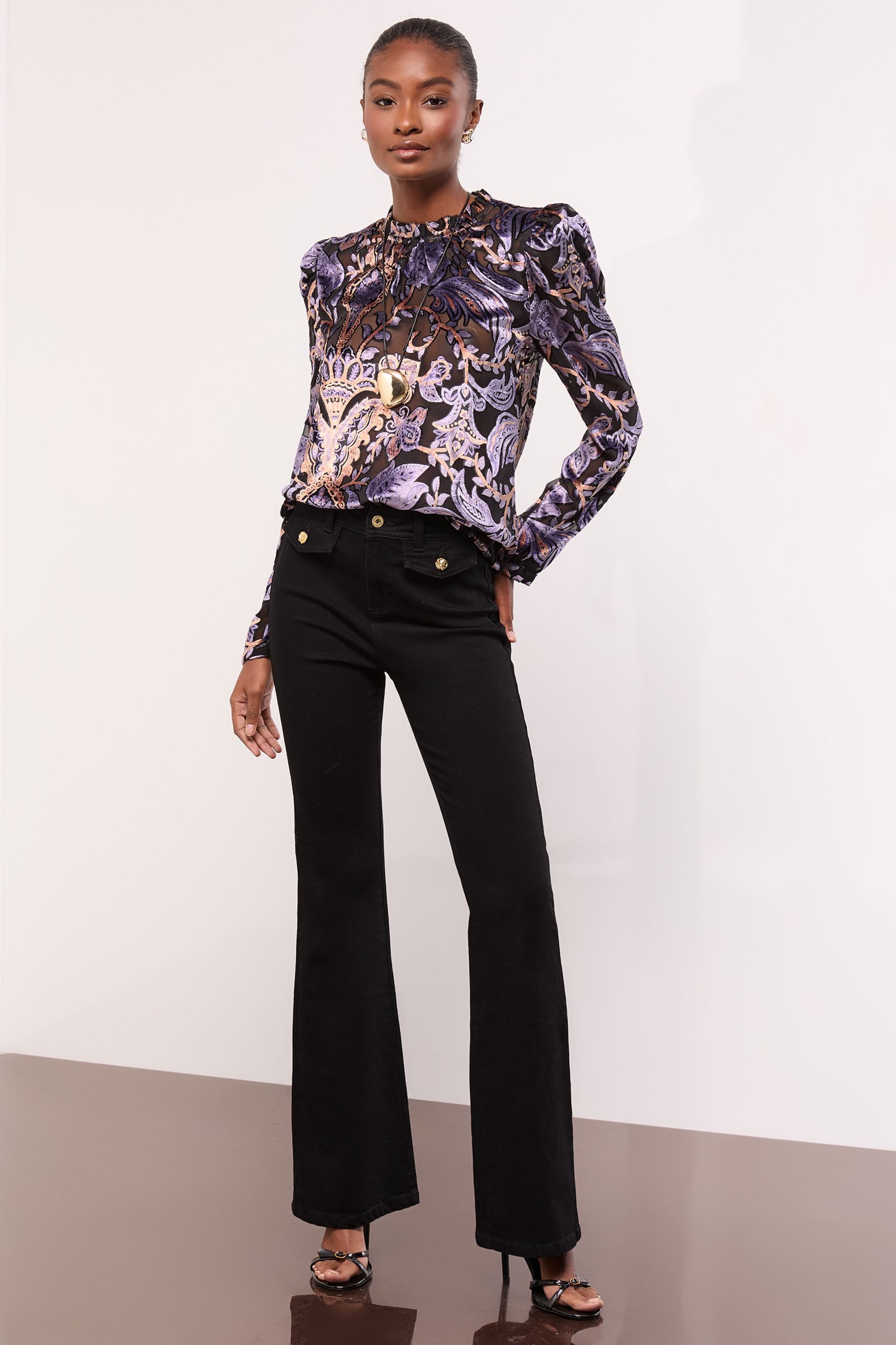 LIPSY Langarmbluse Lipsy Hoch geschlossene Bluse, Regular (1-tlg)