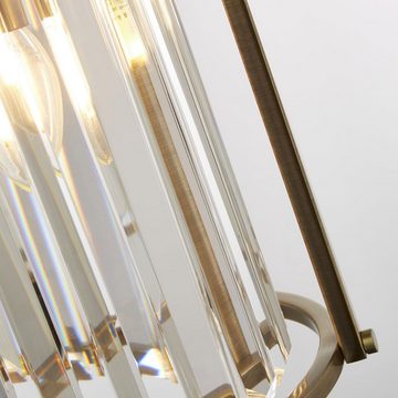 Licht-Erlebnisse Pendelleuchte ADRIAN, ohne Leuchtmittel, 2-flammig E14 D: 26 cm in Messing Antik Klar/Transparent Glas Metall
