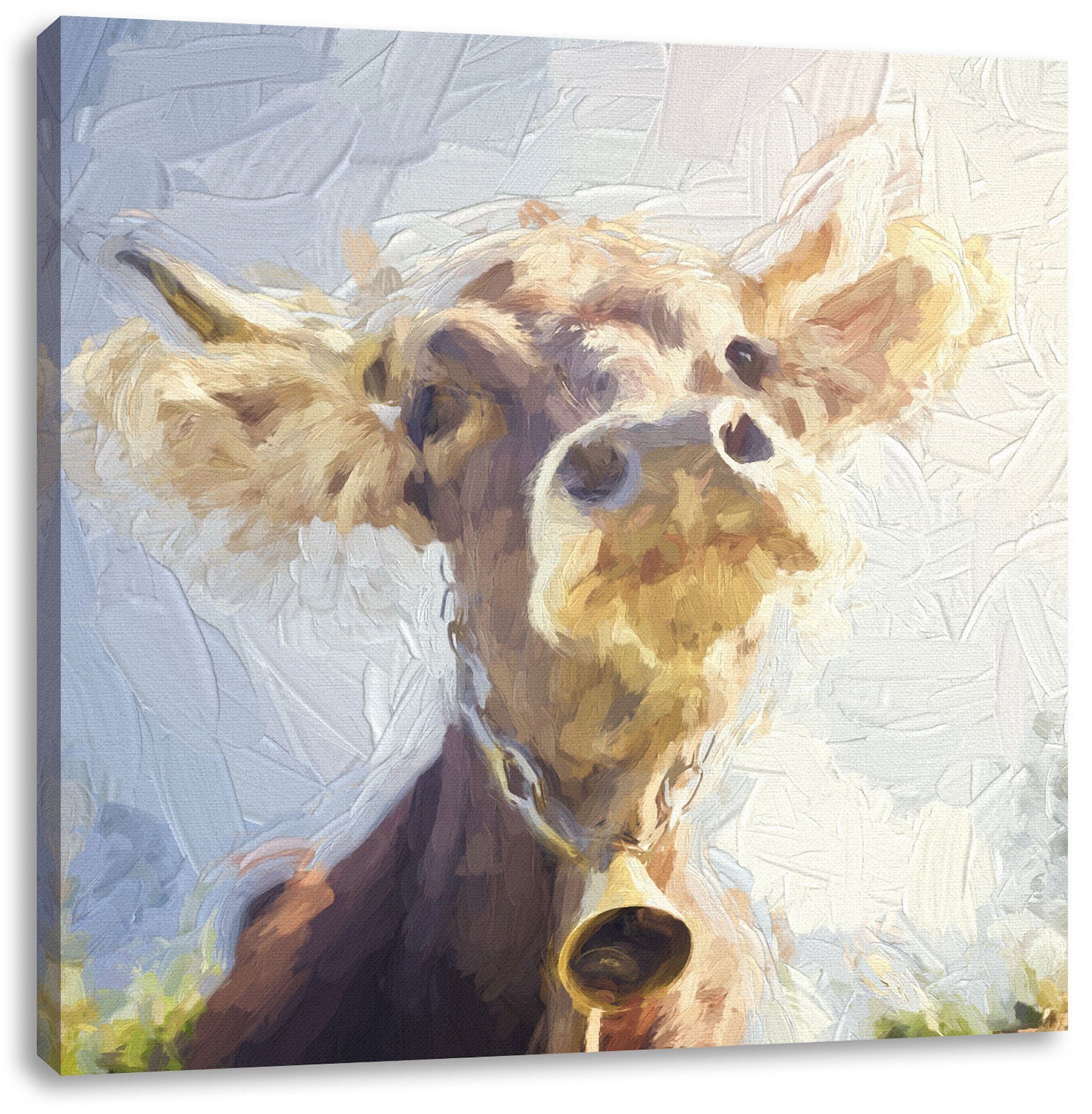 bespannt, Portrait einer Leinwandbild St), inkl. Leinwandbild einer Pixxprint fertig (1 Kuh, Kuh Portrait Zackenaufhänger