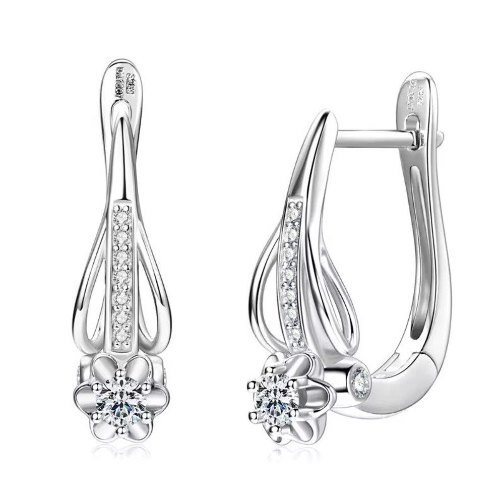 ROUGEMONT Paar Creolen Extravagante Damen Moissanit Creolen Ohrringe 925 Sterling Silber, Echtschmuck mit Echtheitszertifikat