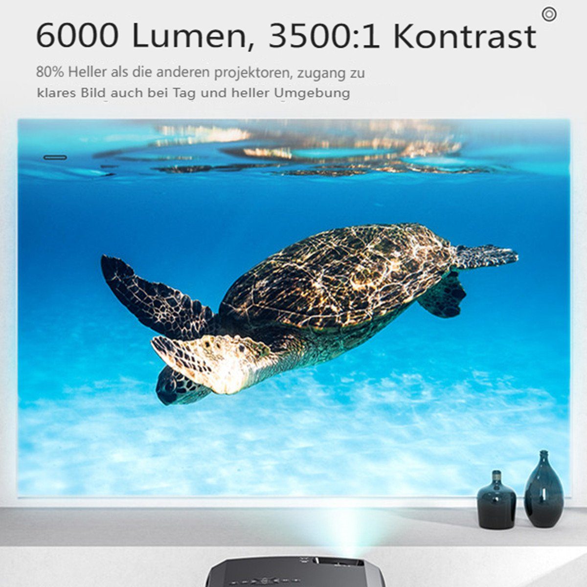 BLiTZWOLF LED-Beamer (3500: 1, 1920 x 1080 px, 1080P WIFI-Projektor Full HD 2.4G/5G WIFI bluetooth)