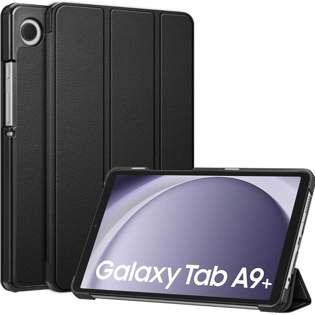 SmartUP Tablet-Hülle für Samsung Galaxy Tab A9 Plus Klapphülle Tasche Case Cover Schutzglas 11 Zoll, integrierte Standfunktion, integrierter Magnetverschluss