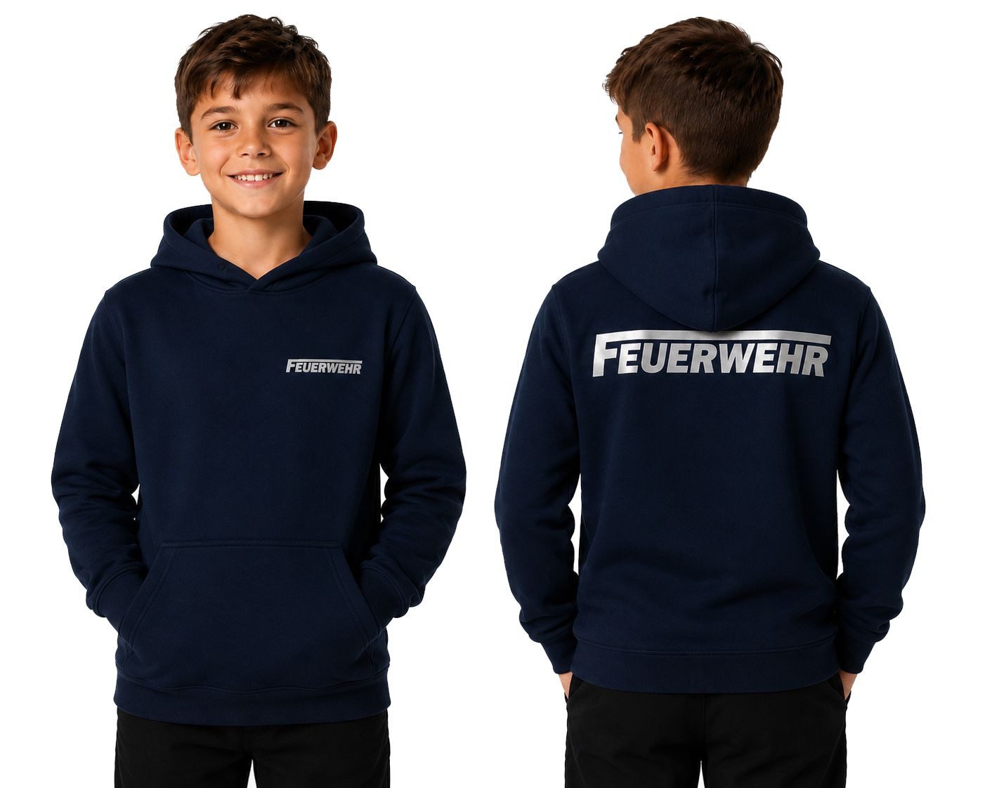 Hoodie Feuerwehr Kinder Hoodie Dunkelblau Kapuzensweatshirt