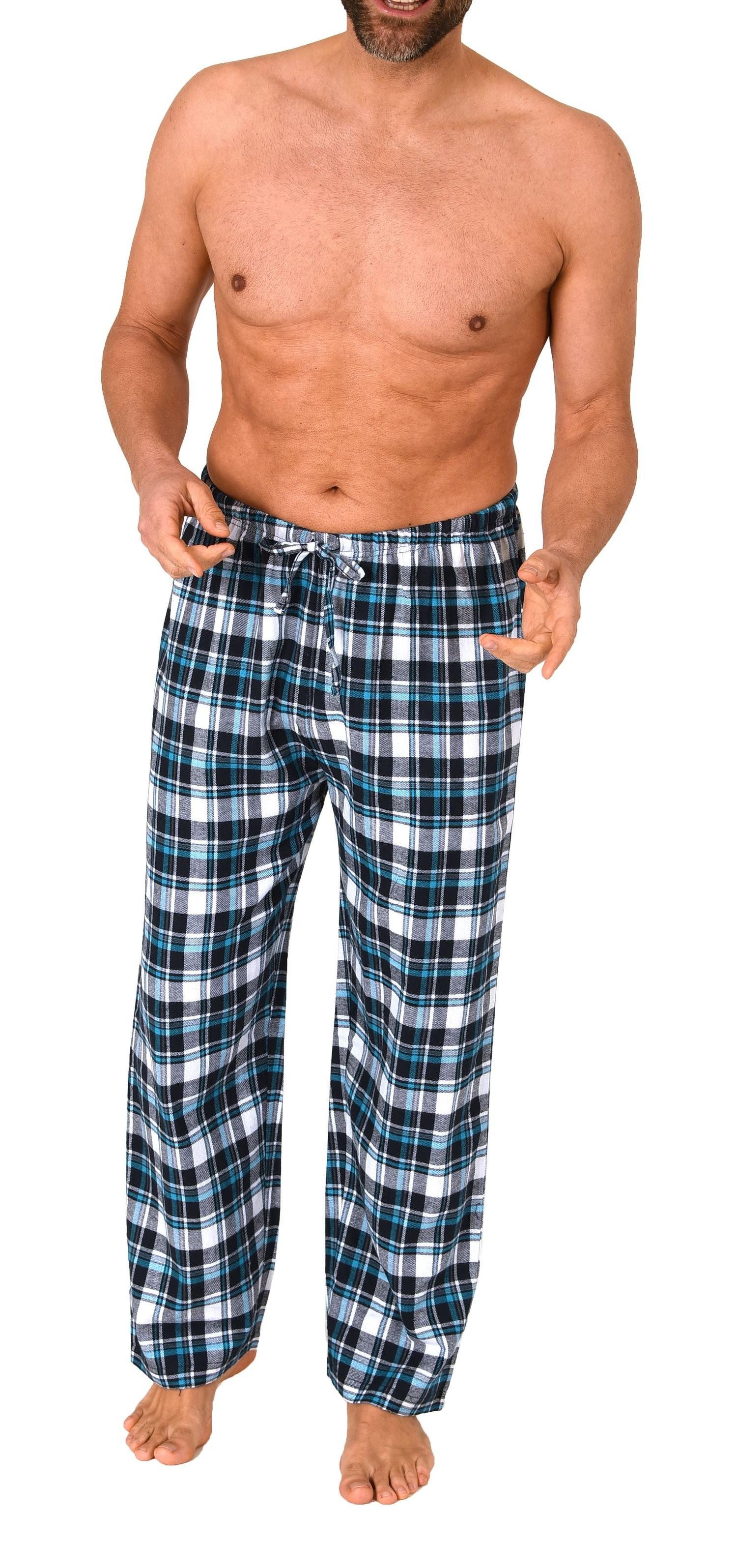 Normann Pyjama Herren Flanell Schlafanzug Hose in Karo-Optik günstig online kaufen
