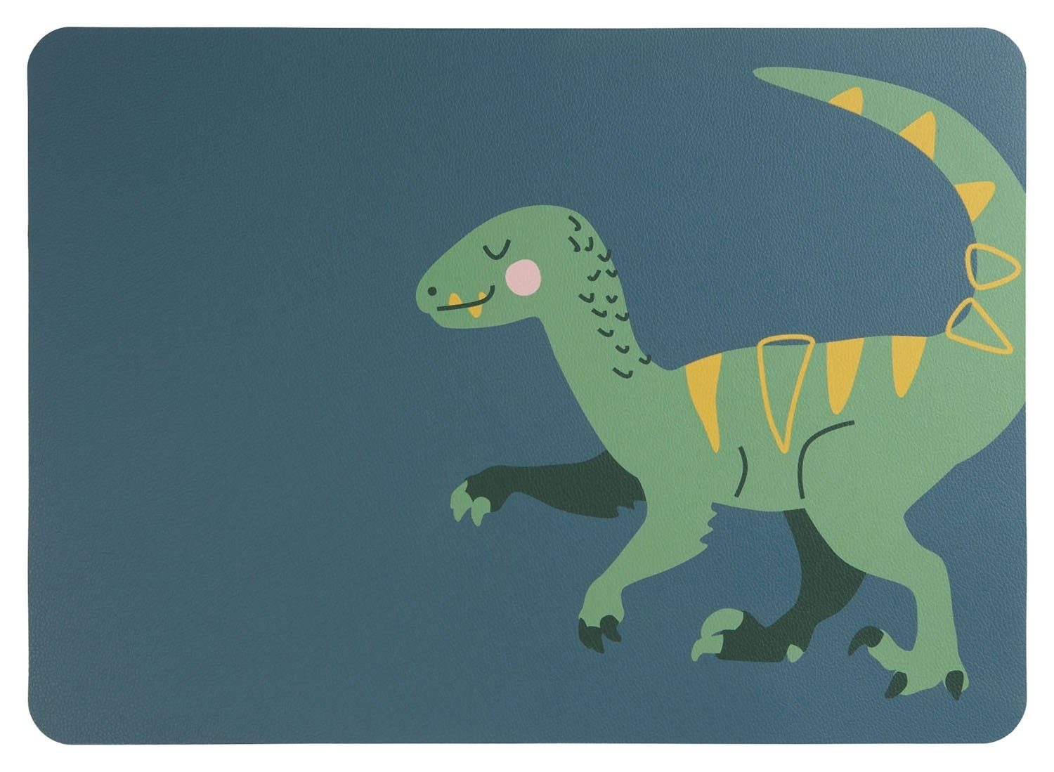 ASA SELECTION Platzset Kinder-Tisch-Set KIDS, Blau, Grün, B 46 cm, PVC, Lederoptik, Motiv Velociraptor Vincent