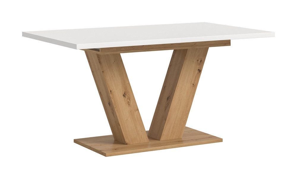 xonox.home Esstisch Esstisch Motion, ausziehbar, V-Fußgestell, Artisan Eiche / weiß, Küchentisch, weiße Tischplatte
