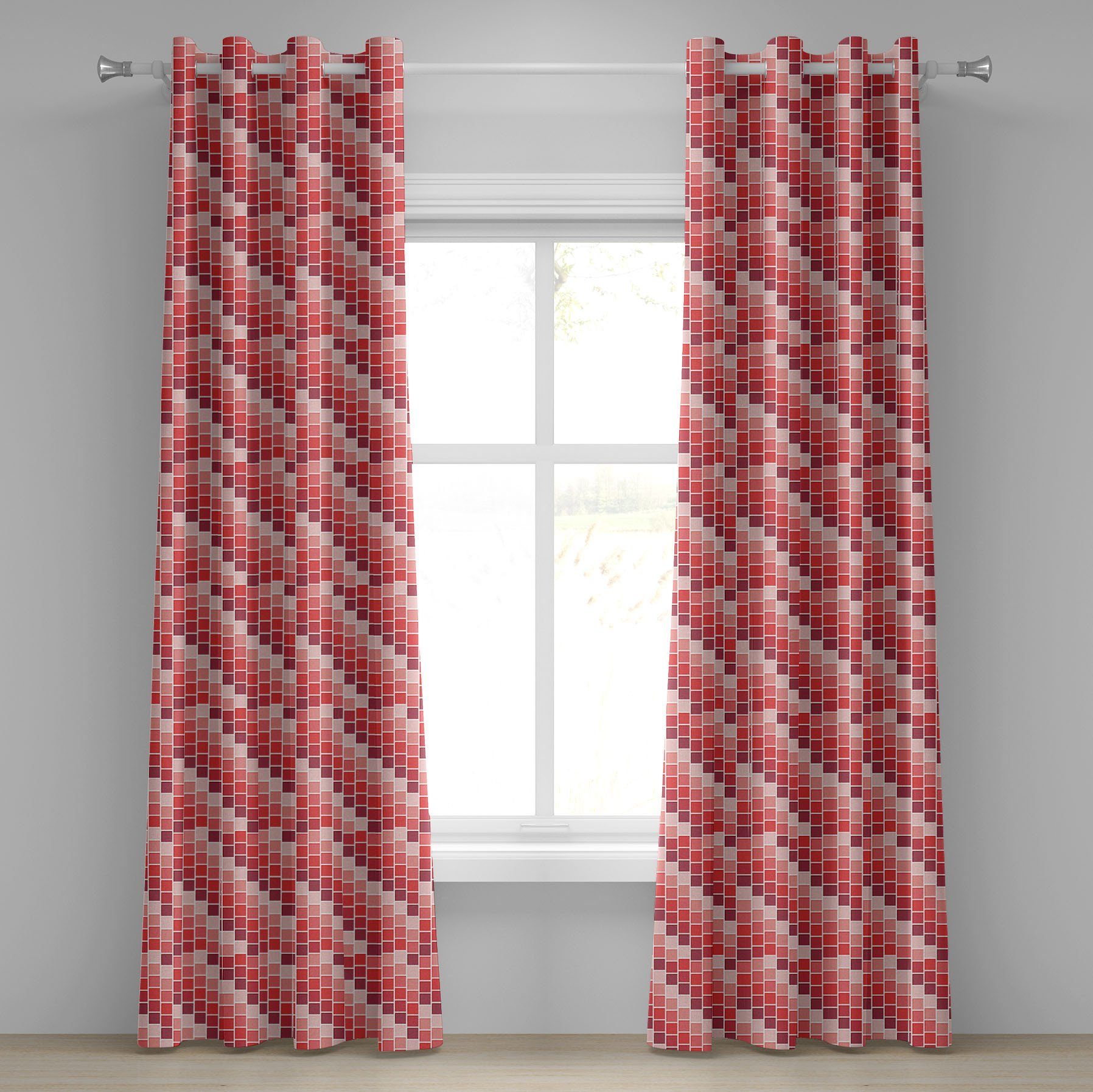 Gardine Quadratisch Schlafzimmer Abakuhaus, Bunt Rechteck für Tile Wohnzimmer, 2-Panel-Fenstervorhänge Dekorative