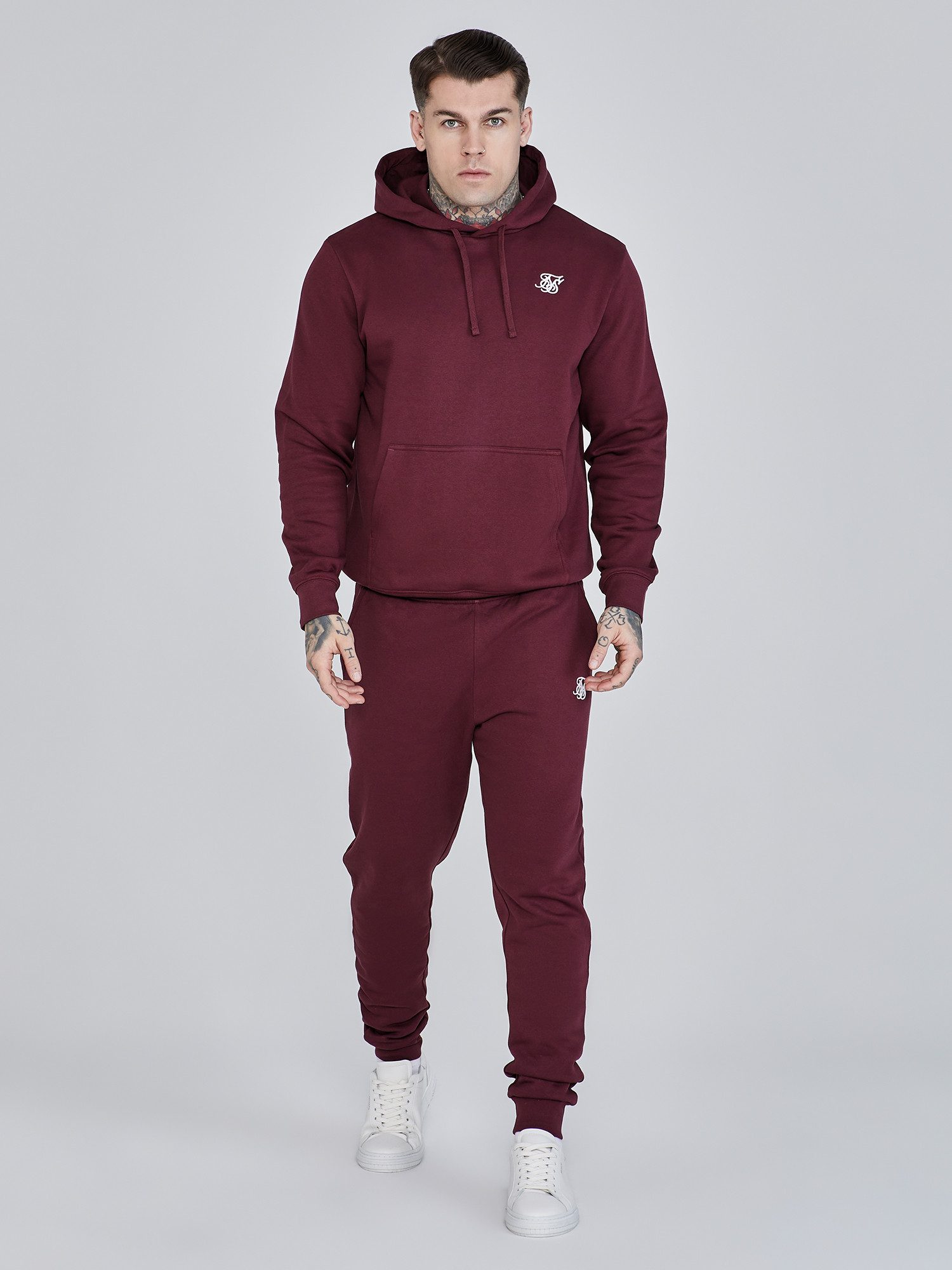 Siksilk Hoodie SikSilk Herren Bordeaux Essentials Kapuzenpullover günstig online kaufen