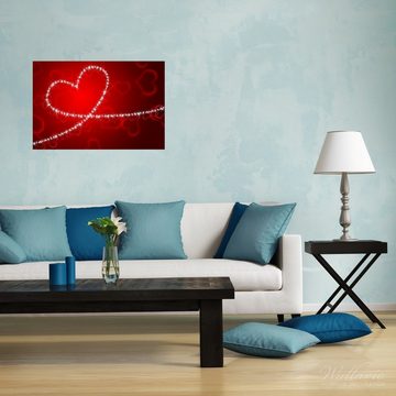 Wallario Poster, Leuchtendes Herz aus Sternen vor rotem Hintergrund, in verschiedenen Ausführungen
