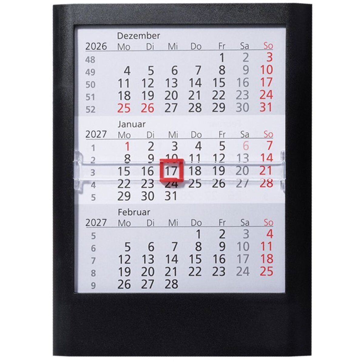 GÜSS Kalender Schreibtischkalender 3-Monatstischkalender 13x16cm schwarz 2027