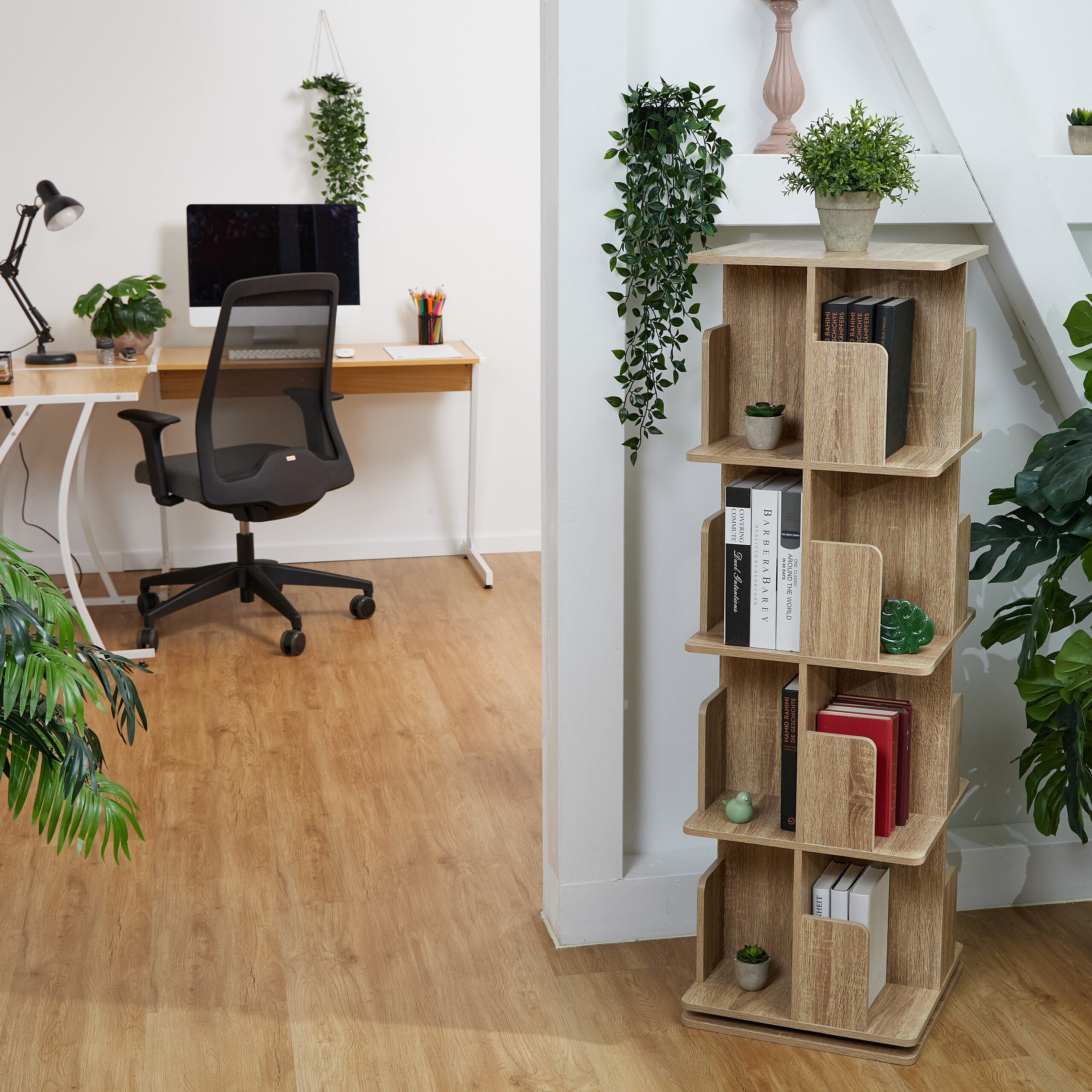 relaxdays Bücherregal eckig Holzoptik, 4