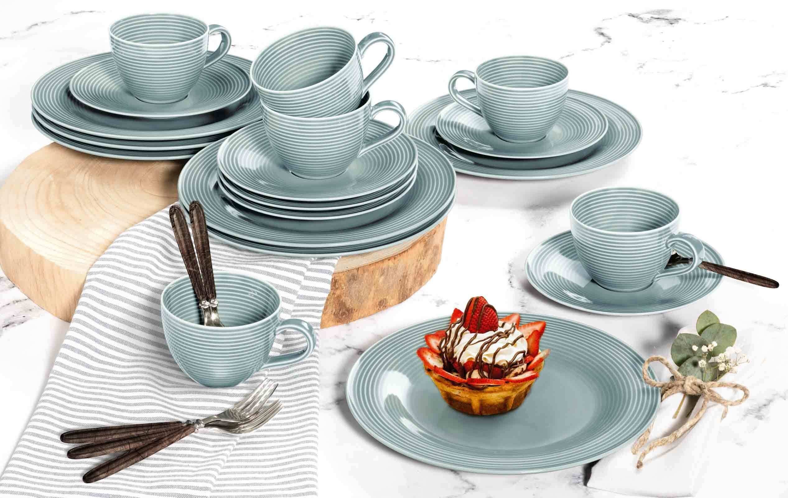 Seltmann Weiden Tasse Beat Color Glaze Henkelbecher mit Untertassen, 12-tlg., Porzellan