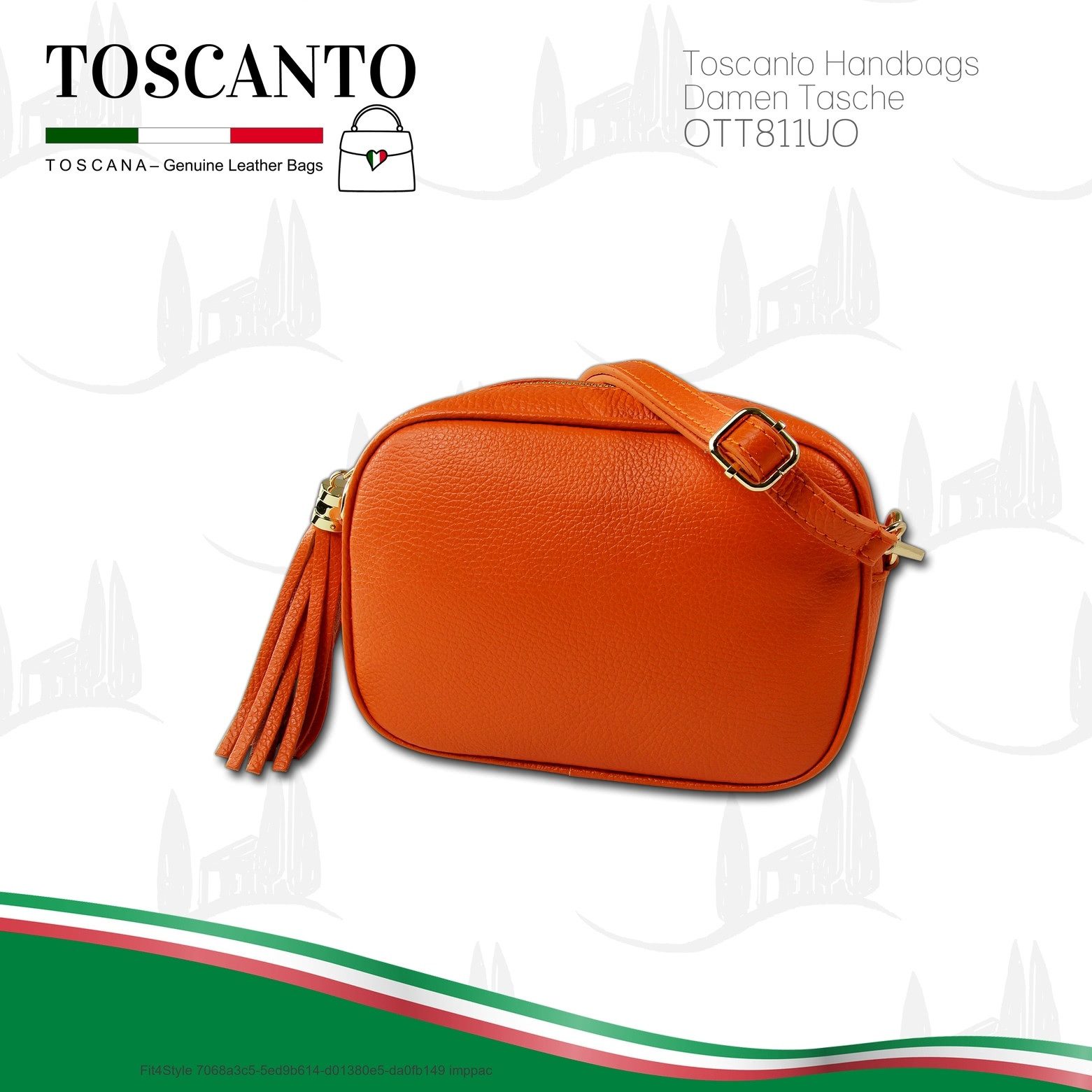 Toscanto Umhängetasche Toscanto Damen Umhängetasche Leder Tasche (Umhängetasche), Damen Leder Umhängetasche, orange ca. 21cm