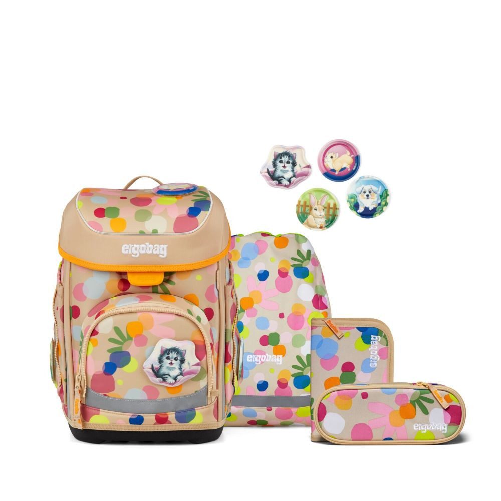 ergobag Schulranzen Cubo (inkl. Etui (befüllt), Schlamperrolle, Sportbeutel und Kletties, 5tlg)