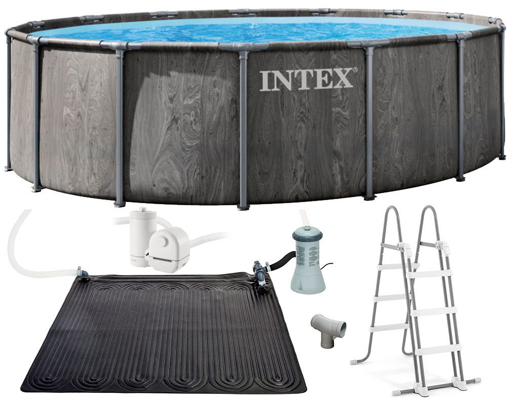 Intex Rundpool »Framepool« 457x122 cm (Set), inkl. hochwertiger Solar Matte(Poolheizung)
