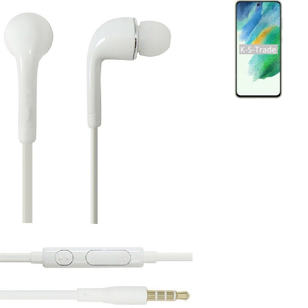 K-S-Trade für Mikrofon mit Lautstärkeregler SD888 Headset Samsung Galaxy 3,5mm) S21 In-Ear-Kopfhörer FE (Kopfhörer weiß u