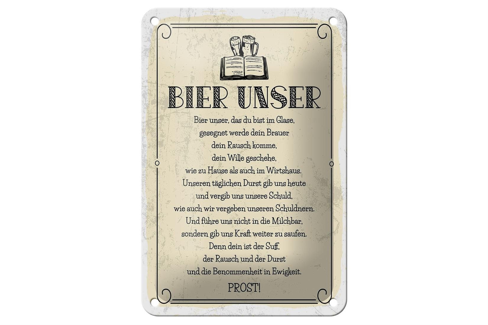 Metallschild Alkohol 12x18cm Bier Unser Gebet