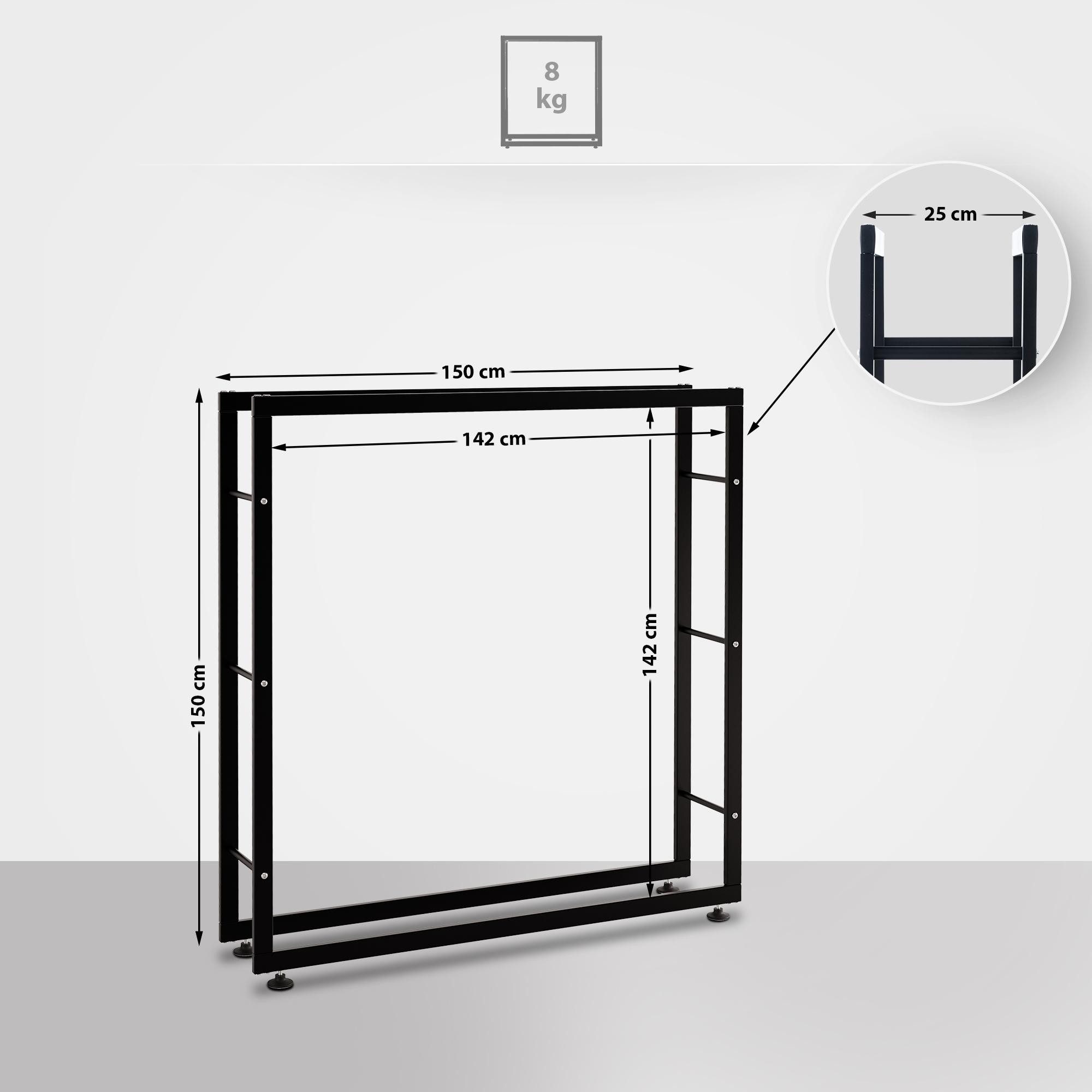 TPFLiving Kaminholzregal Brasa, BxTxH:150x25x150 cm, (Robuste günstig online kaufen