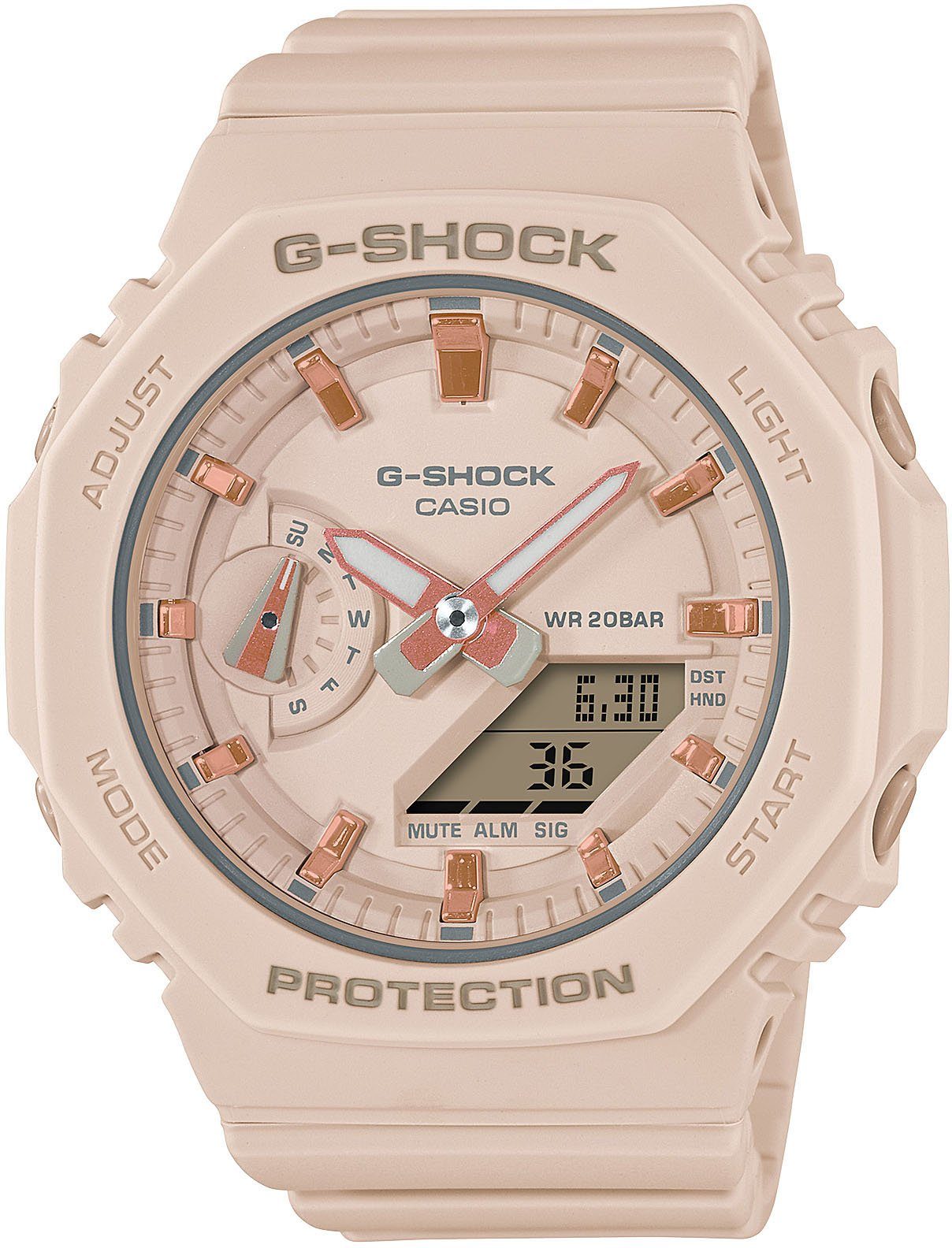 CASIO G-SHOCK Chronograph GMA-S2100-4AER, Quarzuhr, Armbanduhr, Damen, Herren, digital, bis 20 bar wasserdicht