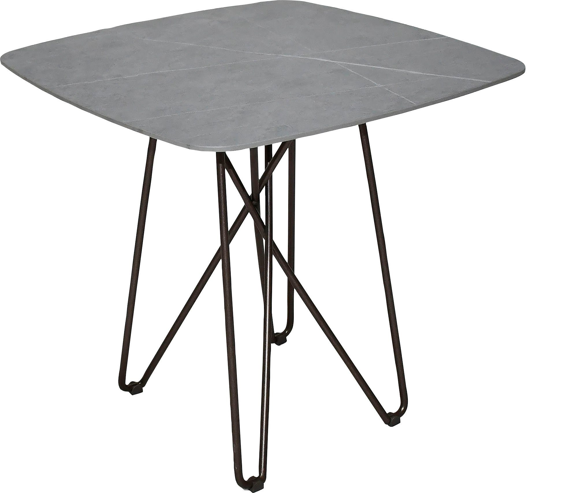 Leonique Beistelltisch LAYLA, rund, schwarzes Gestell, Keramik, Marmoroptik