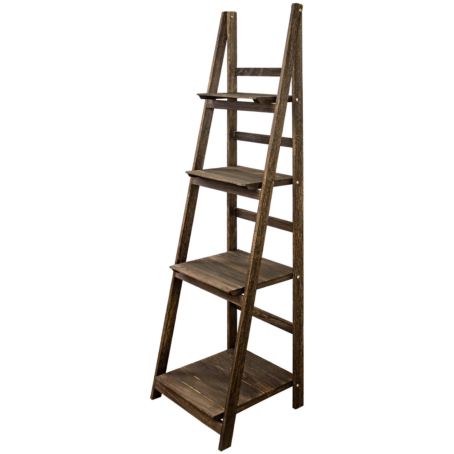 Kingpower Leiterregal Regal Bücherregal Wandregal Standregal Blumentreppe Klappbar Braun