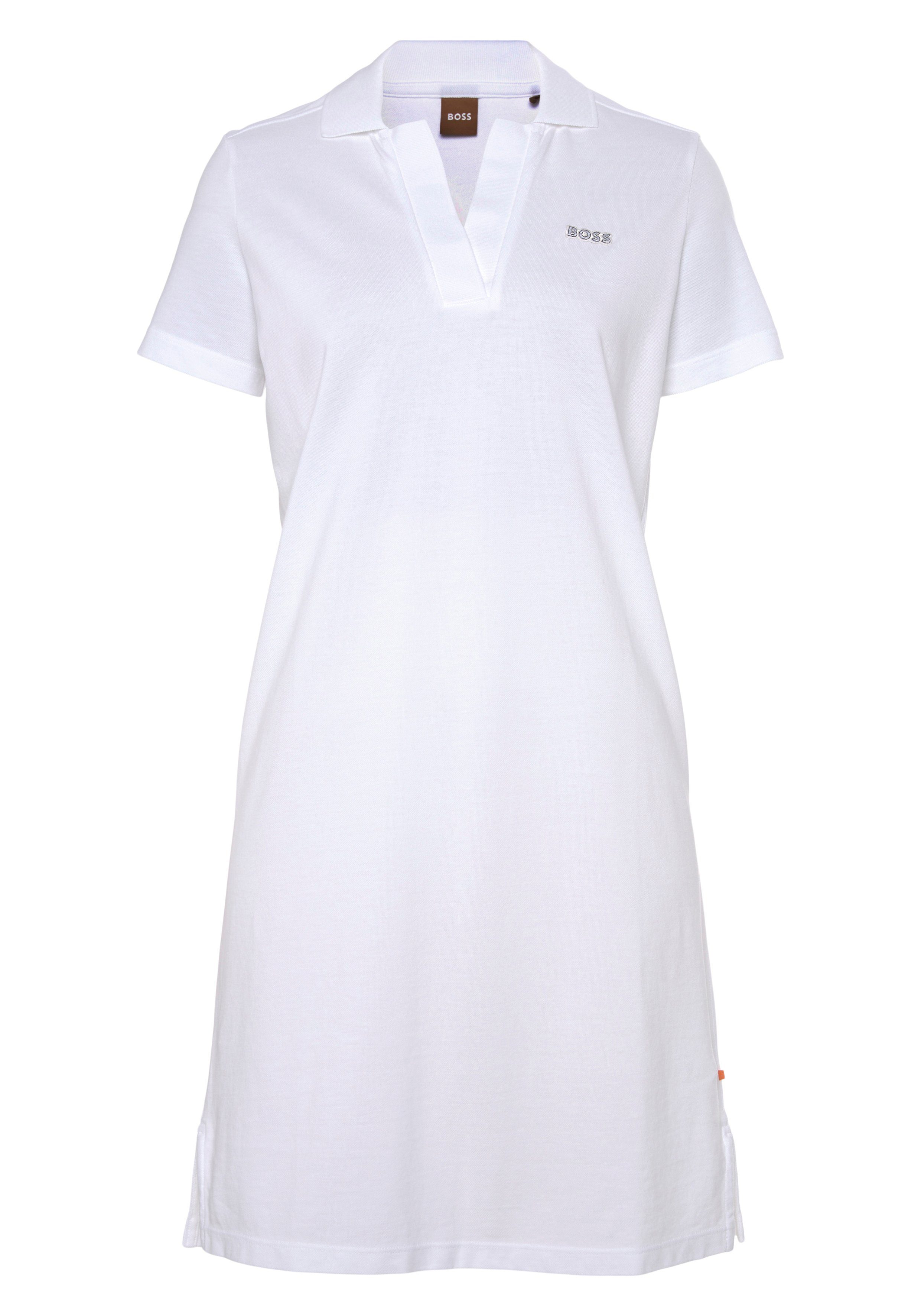 BOSS ORANGE Shirtkleid mit Logostickerei weiß | Sommerkleider