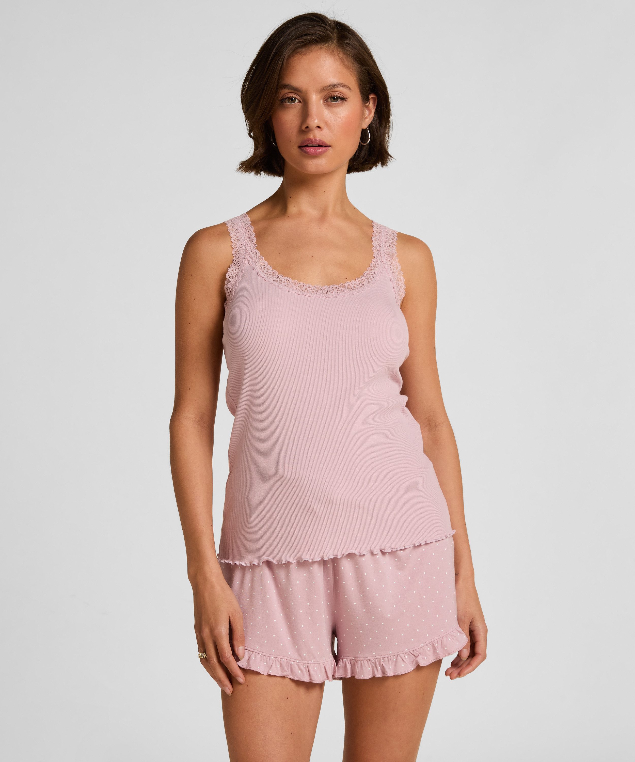 Pyjama Jersey-Shorts mit Rüschen