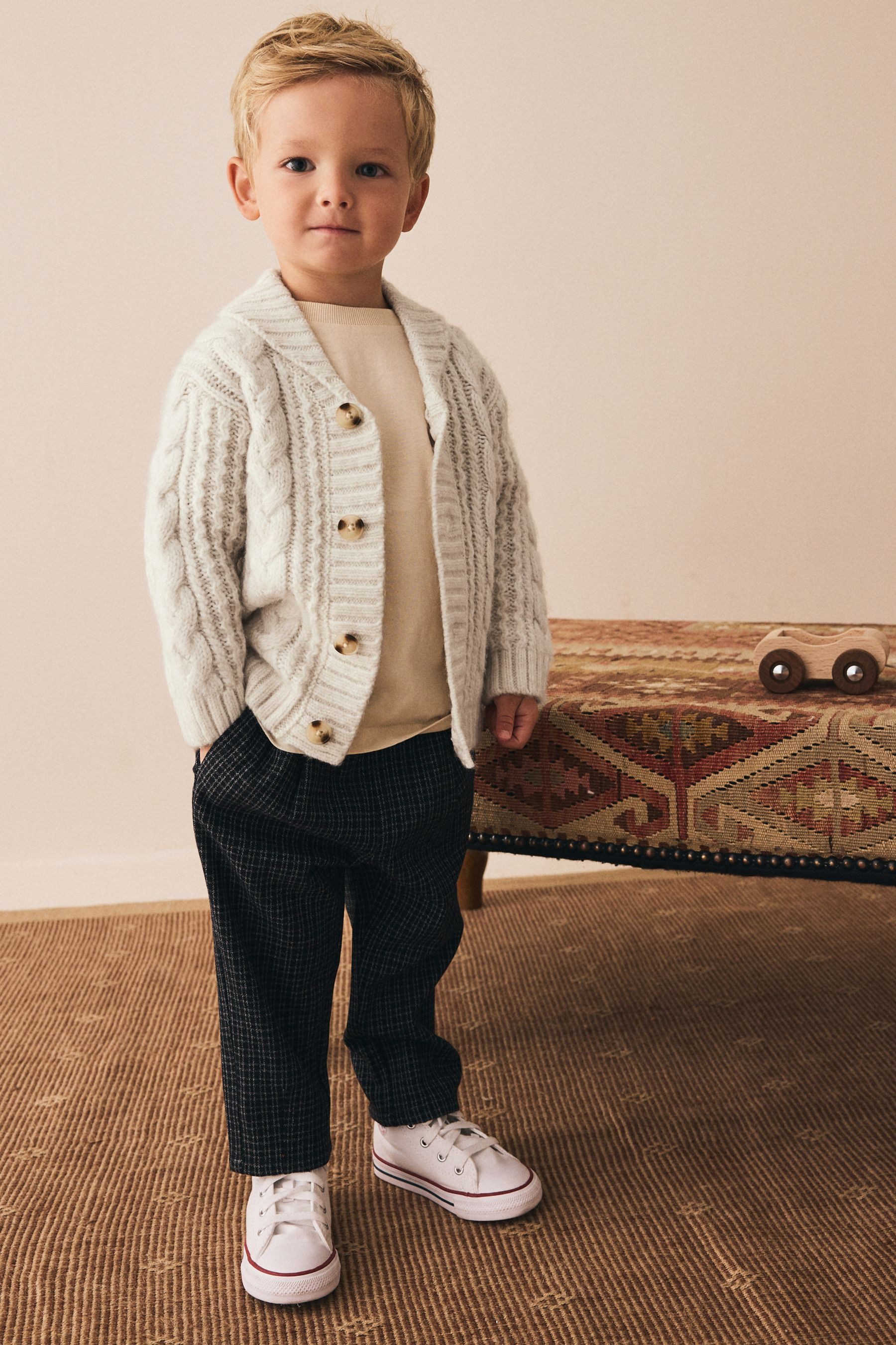 Next Strickjacke Strickjacke aus 100 % Baumwolle mit Figuren (1-tlg)