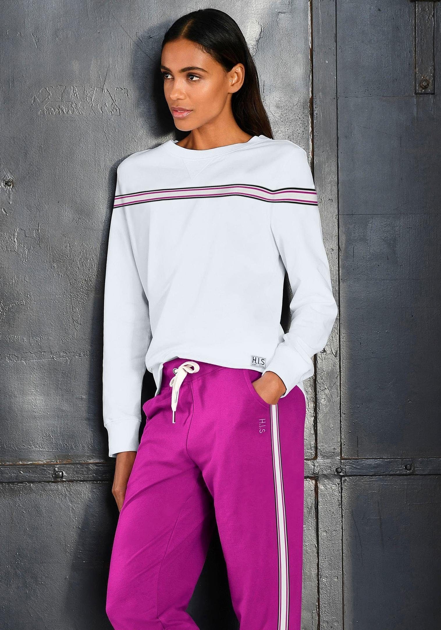 H.I.S Sweater mit kontrastfarbigem Tape, Loungeanzug