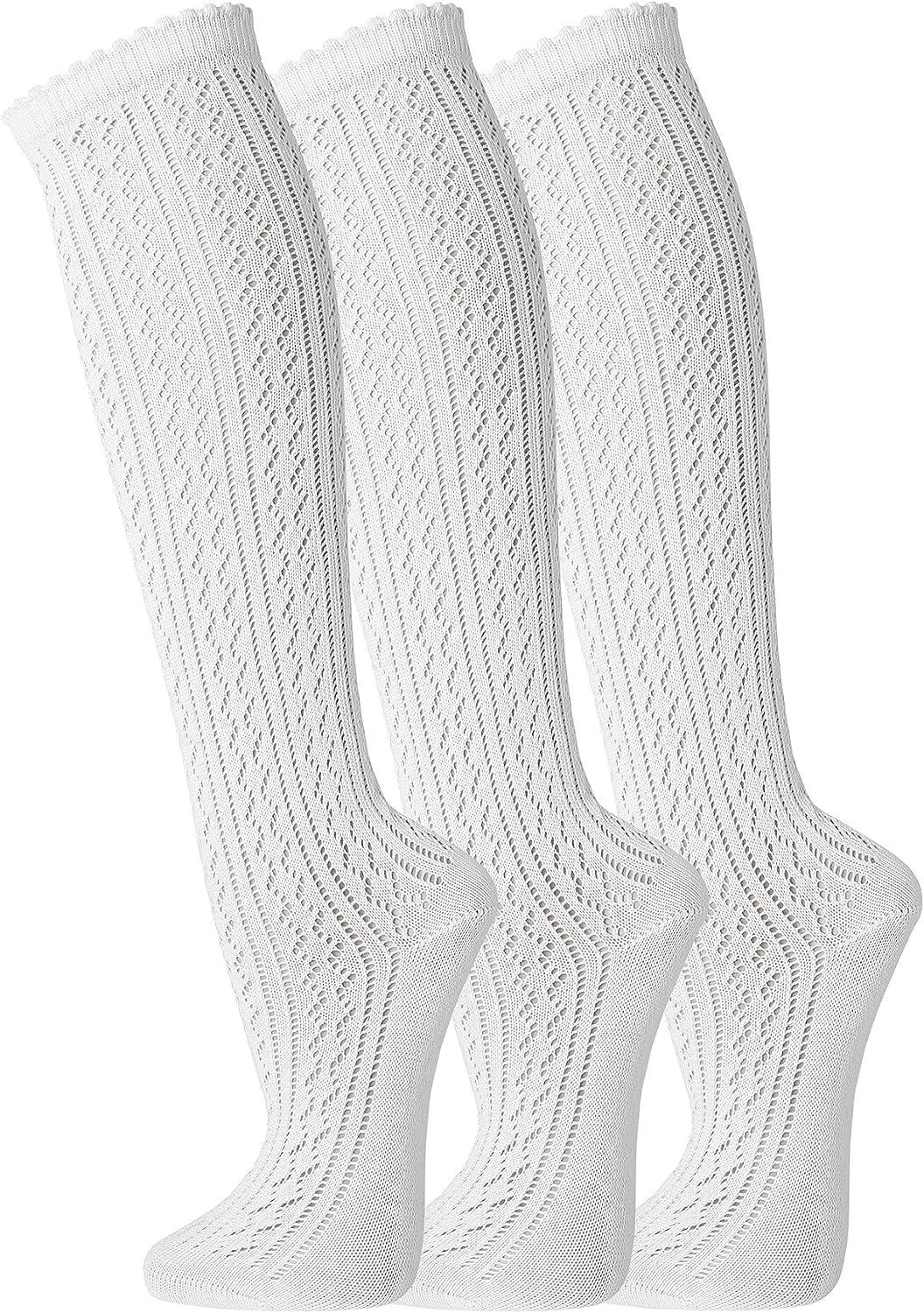 TippTexx 24 Trachtensocken 3 Paar lange Damen Trachtenkniestrümpfe Häkellook Trachtenstrümpfe