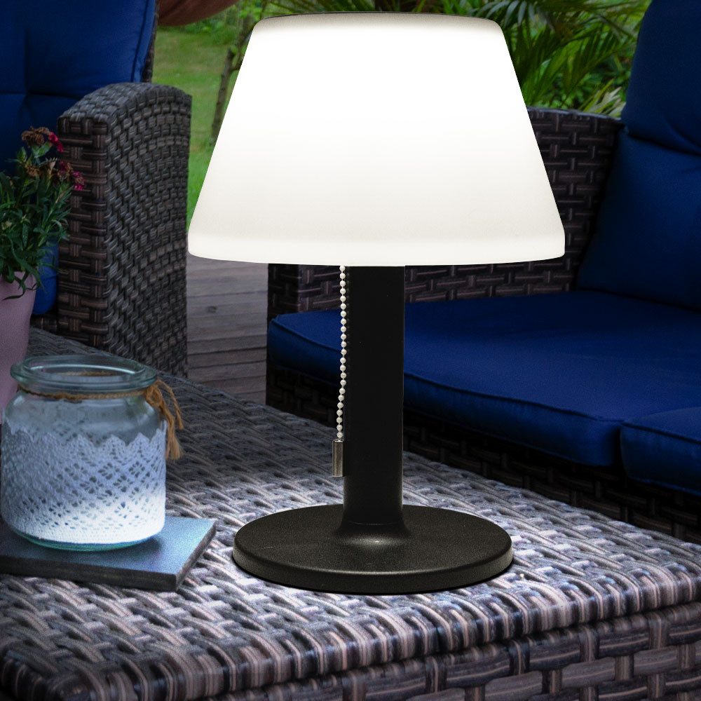 Expo Börse LED Solarleuchte, LED-Leuchtmittel fest verbaut, Warmweiß, Tischlampe Solarleuchte Außenlampe LED Balkonlampe 3 Stufen H 28 cm
