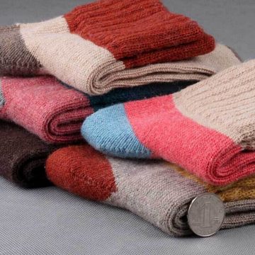 FIDDY Feinsocken 5 Paar Damen-Socken aus Kaninchenwolle – dicke Damensocken (5-Paar)