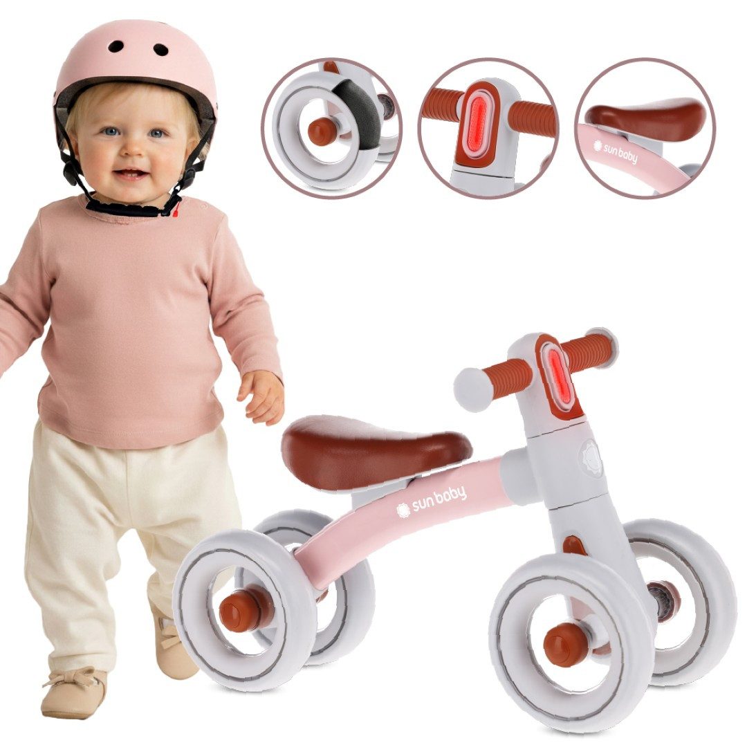 Sun Baby Laufrad SUN BABY Zoomi Laufrad 7 Zoll 4-Räder LED EVA 2,3 kg - Rosa
