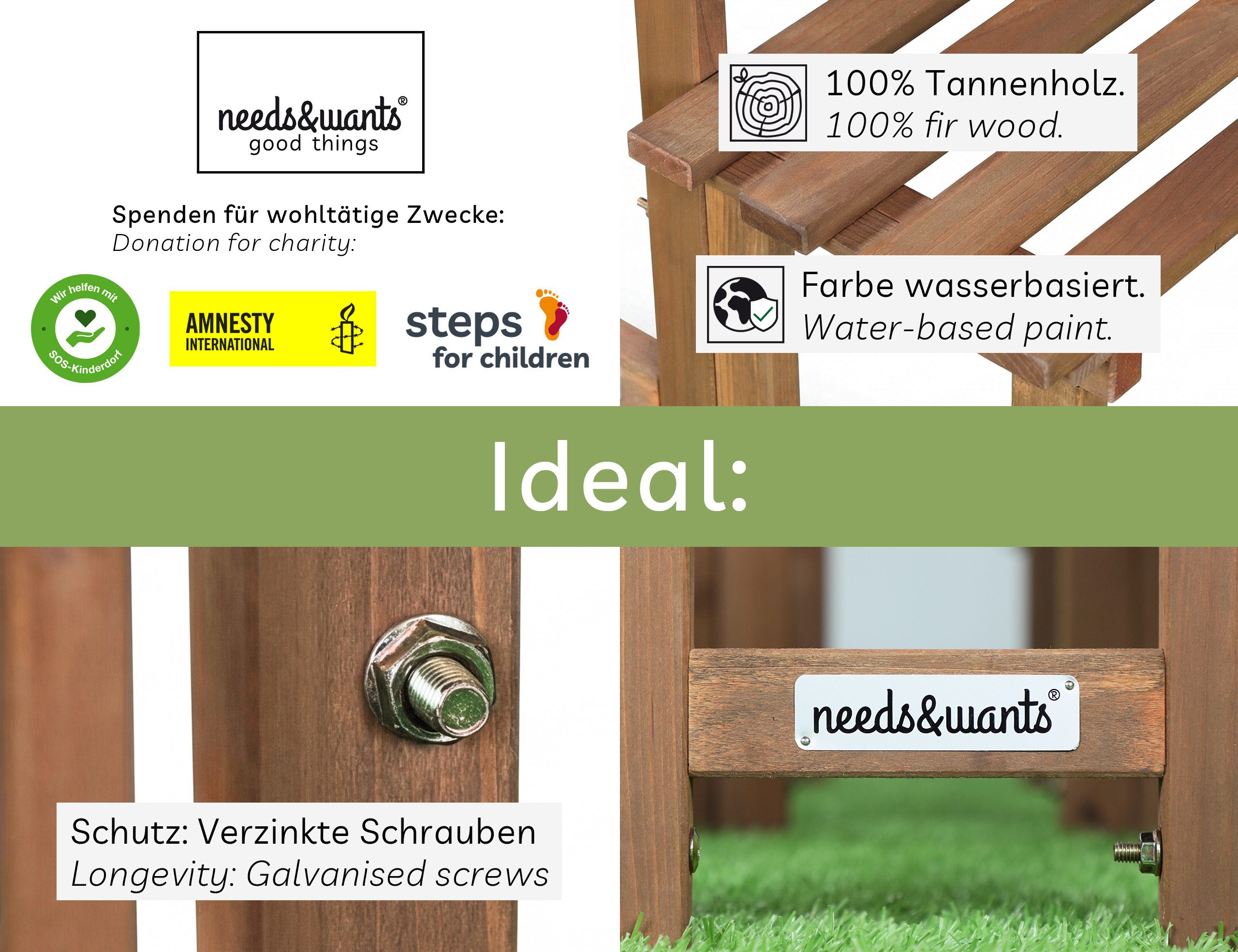 needs&wants® Blumenständer Pflanzentreppe Pflanzenständer Blumentreppe Pflanzenregal Blumenregal, Outdoor Indoor Balkon draußen Blumenleiter Pflanzleiter Pflanz – Bild 3 von 5