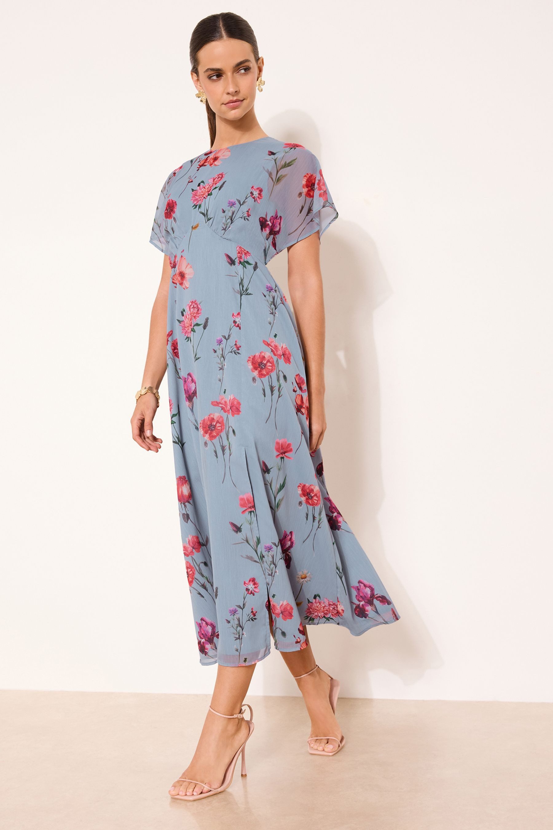 LIPSY Midikleid Geblümtes Midikleid aus Webmaterial, Regular (1-tlg)